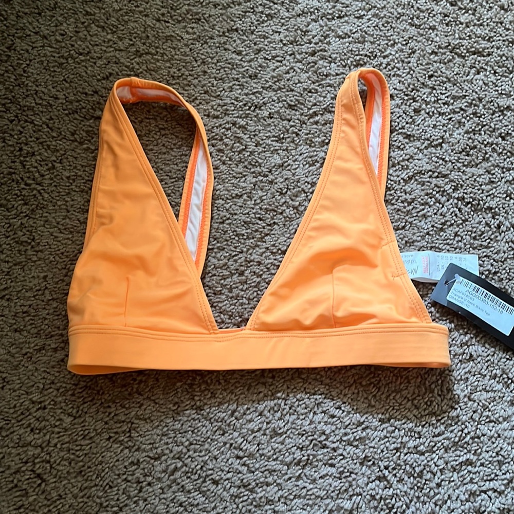 Nasty gal, orange triangle, V-neck bikini top size 6 NWT